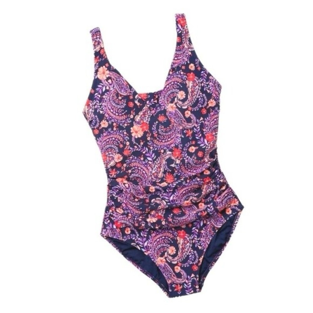 NEW Lands’ End Grecian Slimming Paisley Floral One Piece Swimsuit, M - Picture 4 of 6